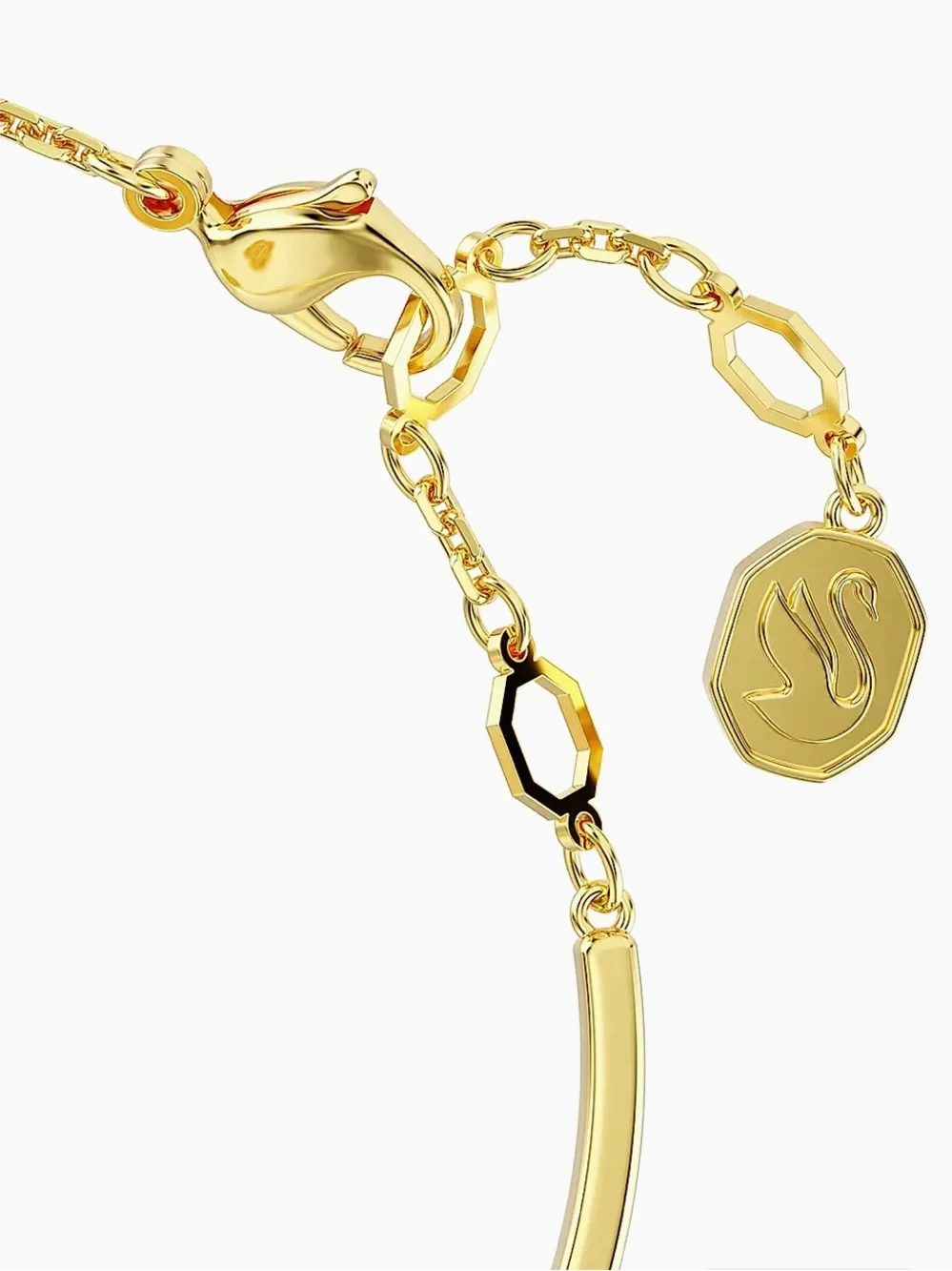 Swarovski Idyllia Gold Bangle with Pink Pavé Heart and Cz floating Center Stone